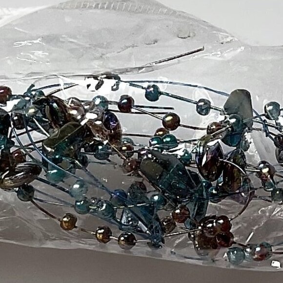 SULLIVANS IRIDESCENT BEADED GARLAND TURQIOUS AND PURPLE ORNAMENTS - Picture 9 of 16